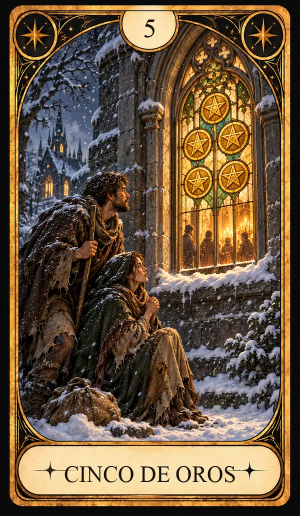Carta del Tarot Cinco de Oros