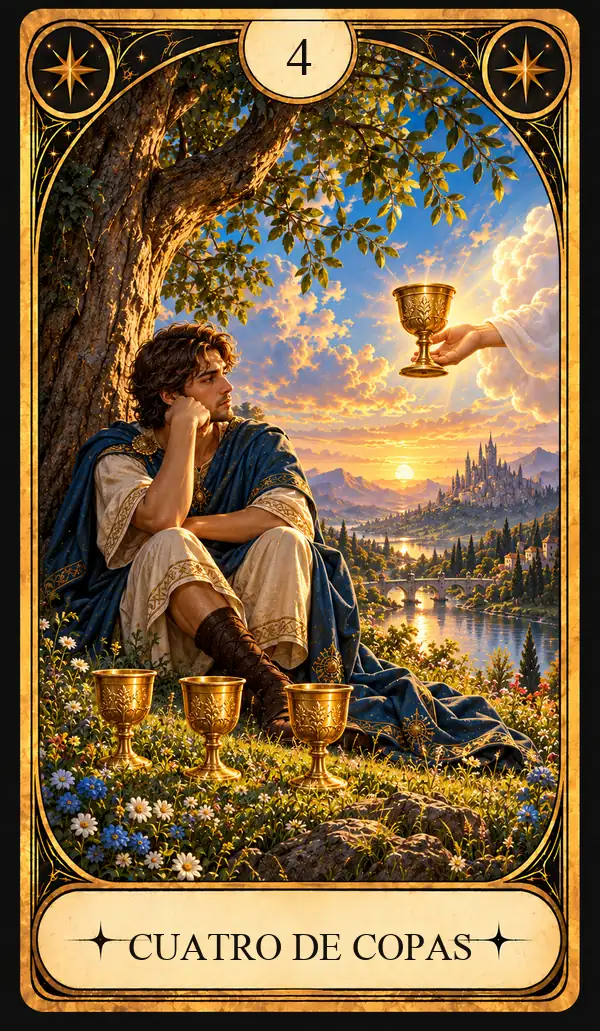 Carta del Tarot Cuatro de Copas