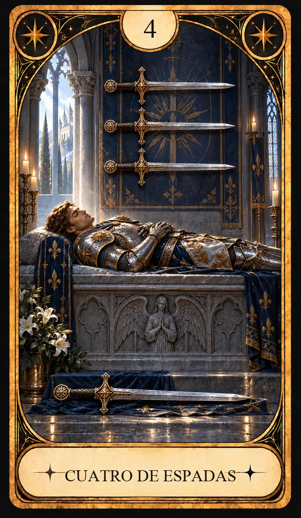 Carta del Tarot Cuatro de Espadas