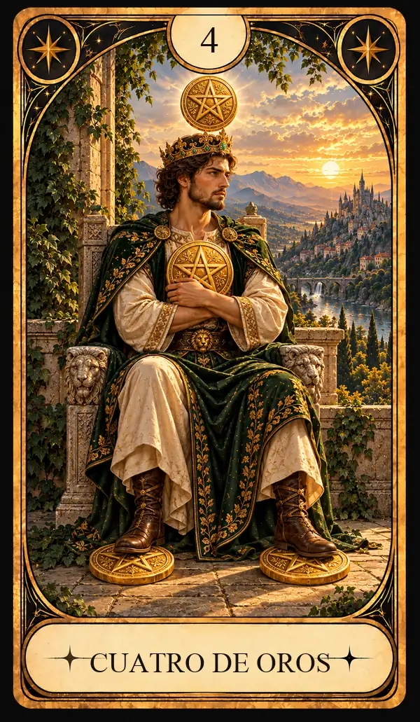 Carta del Tarot Cuatro de Oros