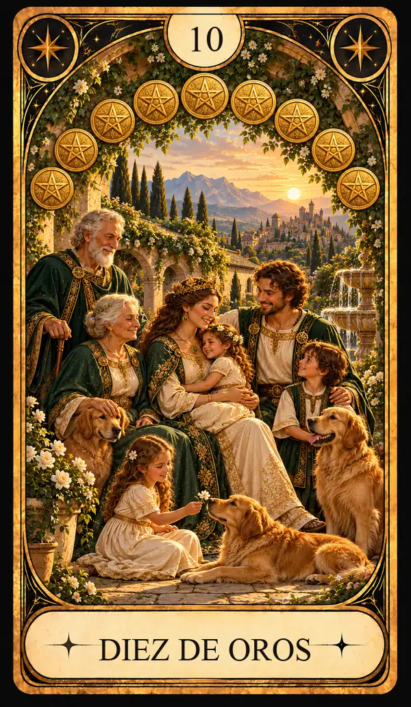 Carta del Tarot Diez de Oros
