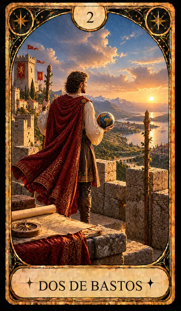 Carta del Tarot Dos de Bastos