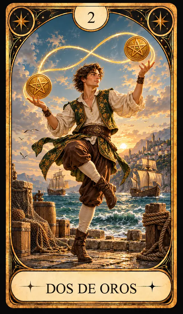 Carta del Tarot Dos de Oros
