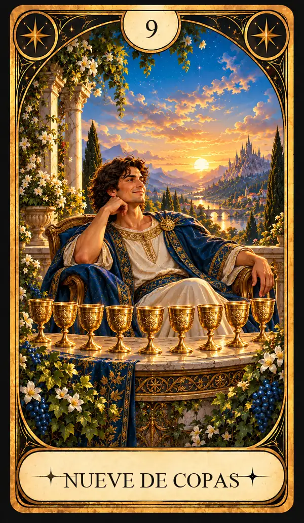 Carta del Tarot Nueve de Copas