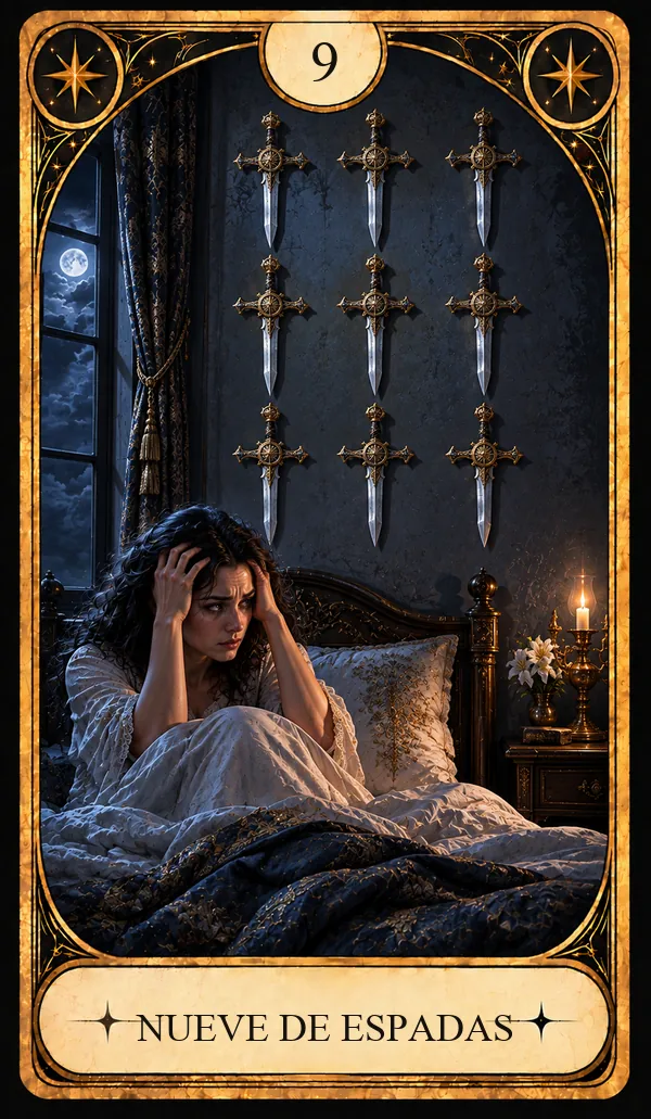 Carta del Tarot Nueve de Espadas