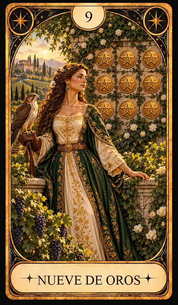 Carta del Tarot Nueve de Oros