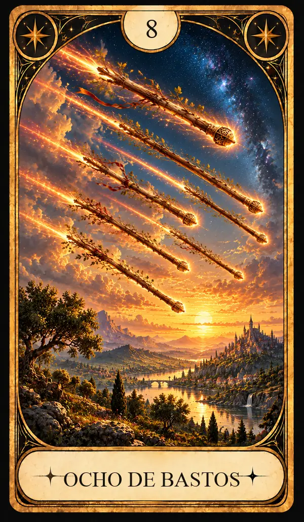 Carta del Tarot Ocho de Bastos