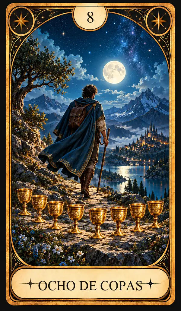 Carta del Tarot Ocho de Copas