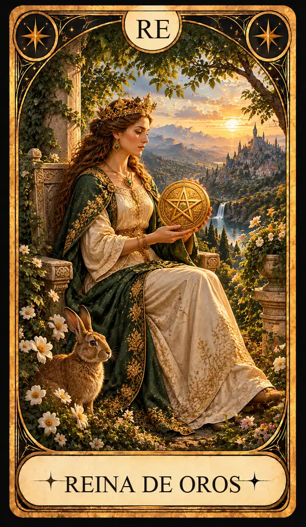 Carta del Tarot Reina de Oros