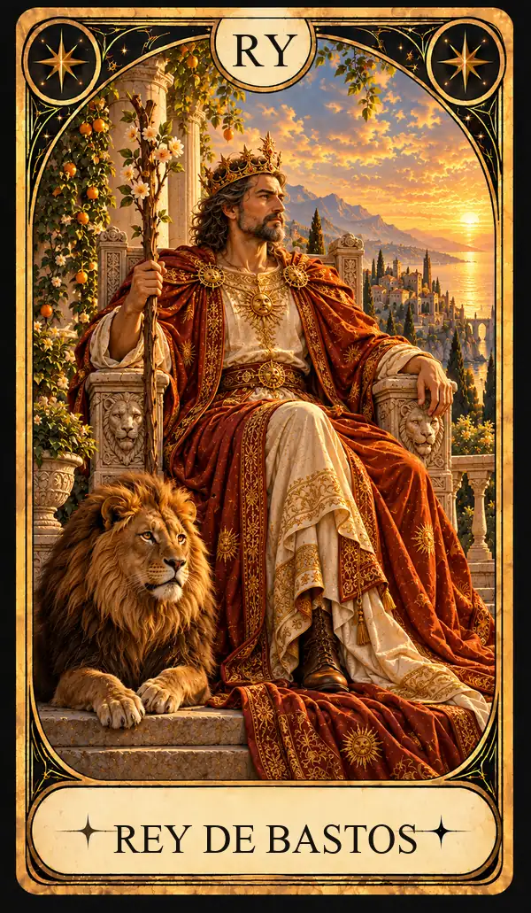 Carta del Tarot Rey de Bastos