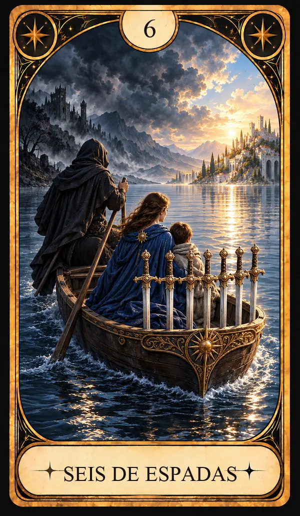 Carta del Tarot Seis de Espadas