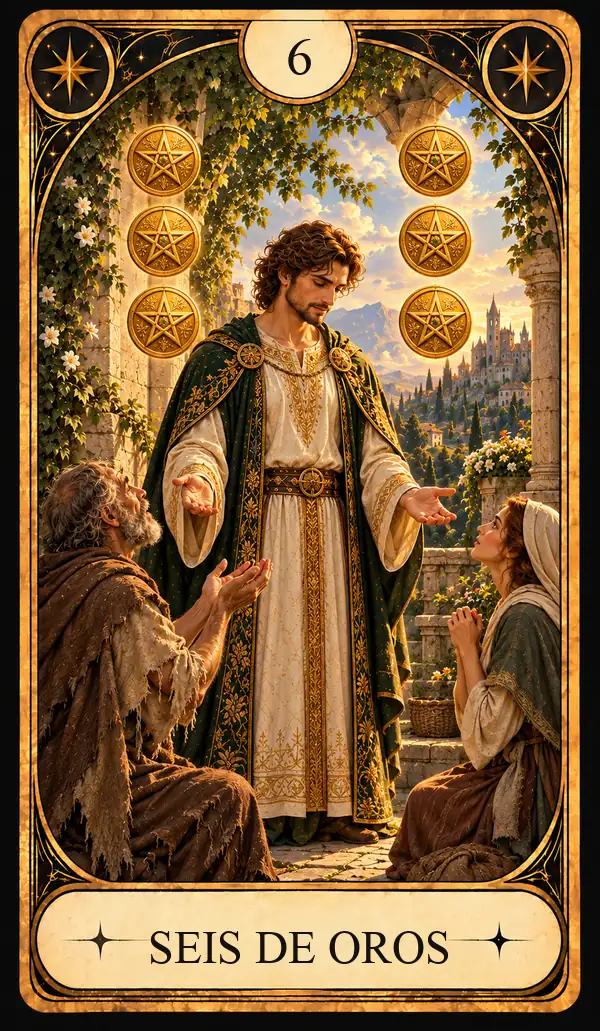 Carta del Tarot Seis de Oros