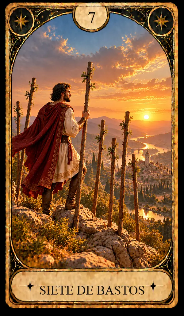 Carta del Tarot Siete de Bastos