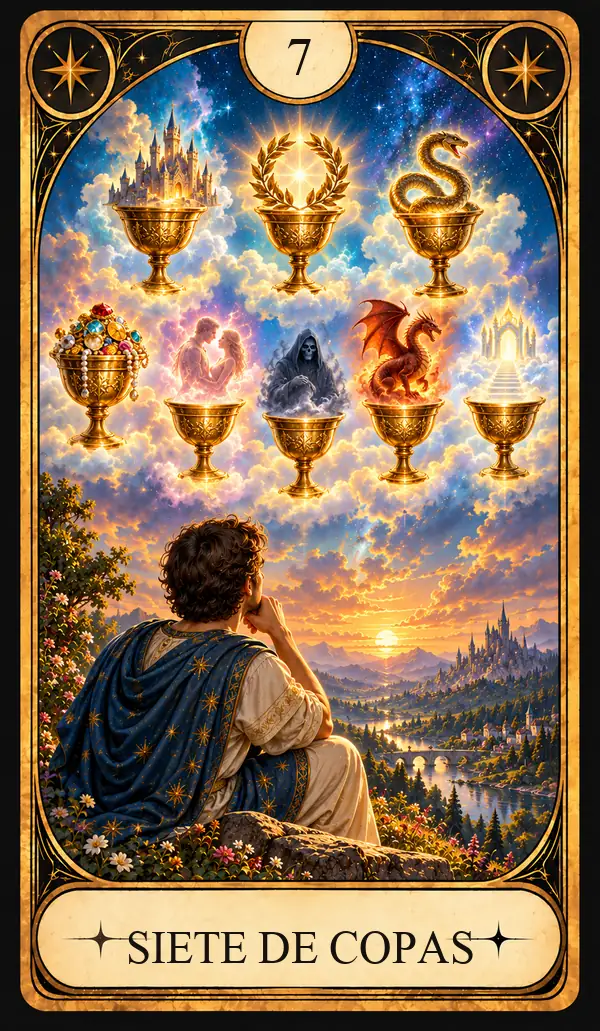 Carta del Tarot Siete de Copas