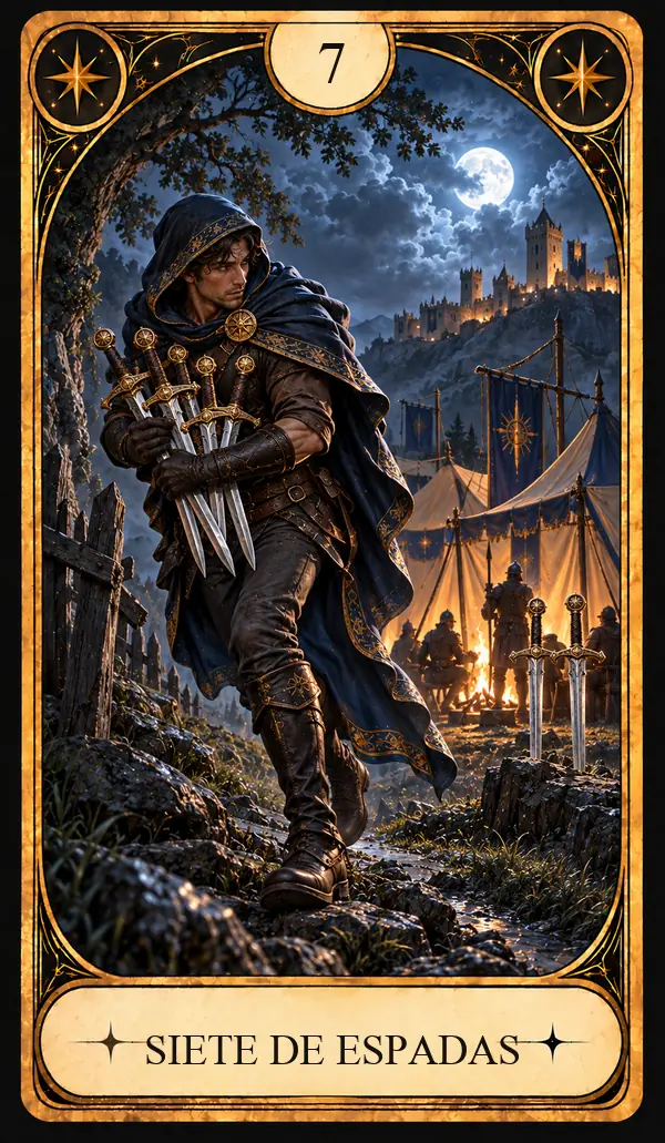 Carta del Tarot Siete de Espadas