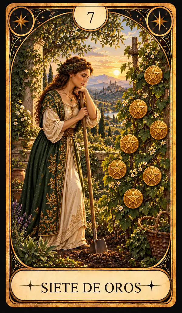 Carta del Tarot Siete de Oros