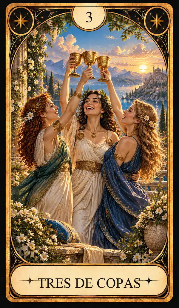 Carta del Tarot Tres de Copas