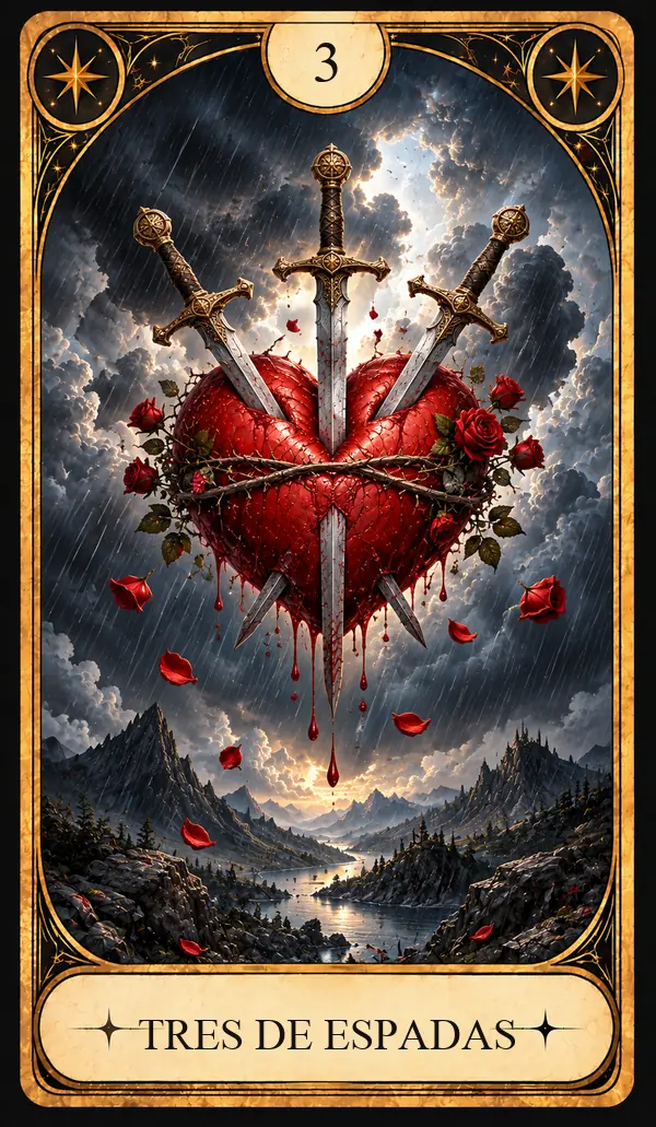Carta del Tarot Tres de Espadas